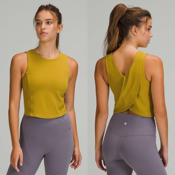 LULULEMON Nulu Twist-Back Yoga Tank Top Light Support C/D Cups Auric Gold Size 2 - Picture 1 of 12